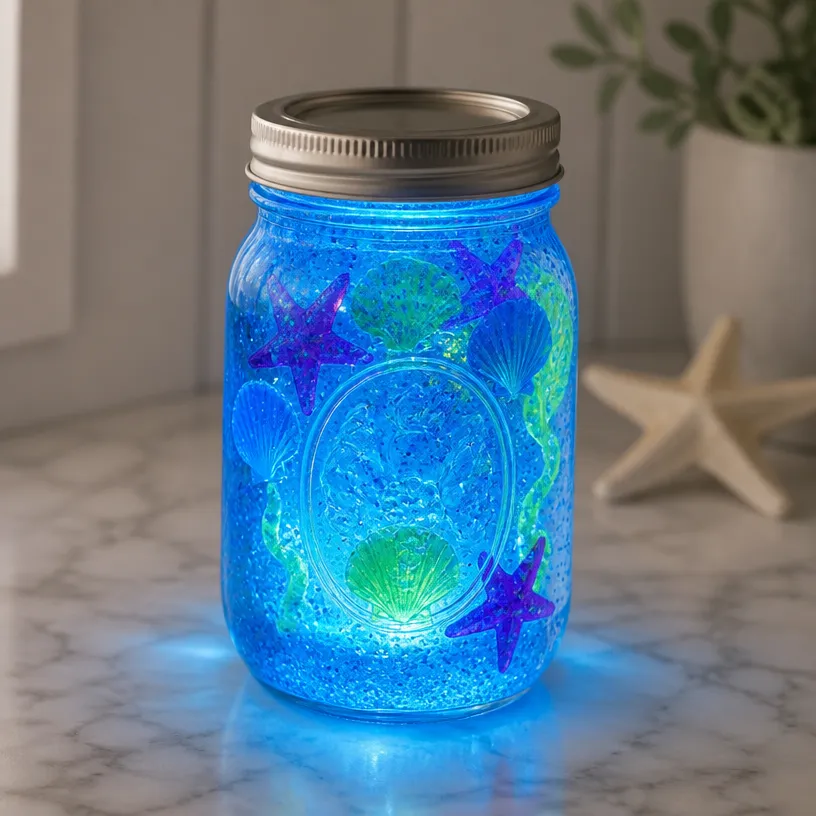 DIY Ocean Glow Jar Lantern