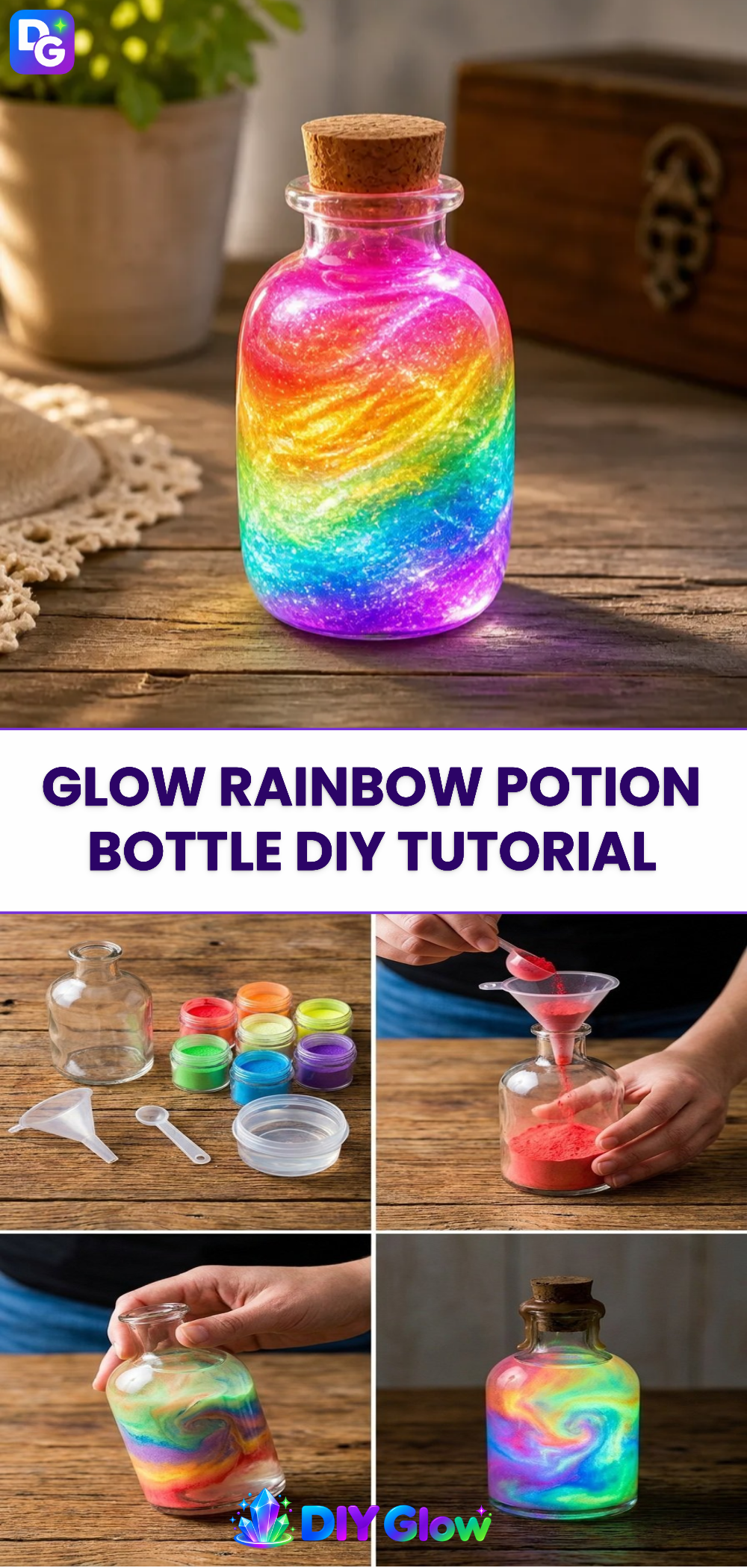 Glow Rainbow Potion Bottle DIY Tutorial