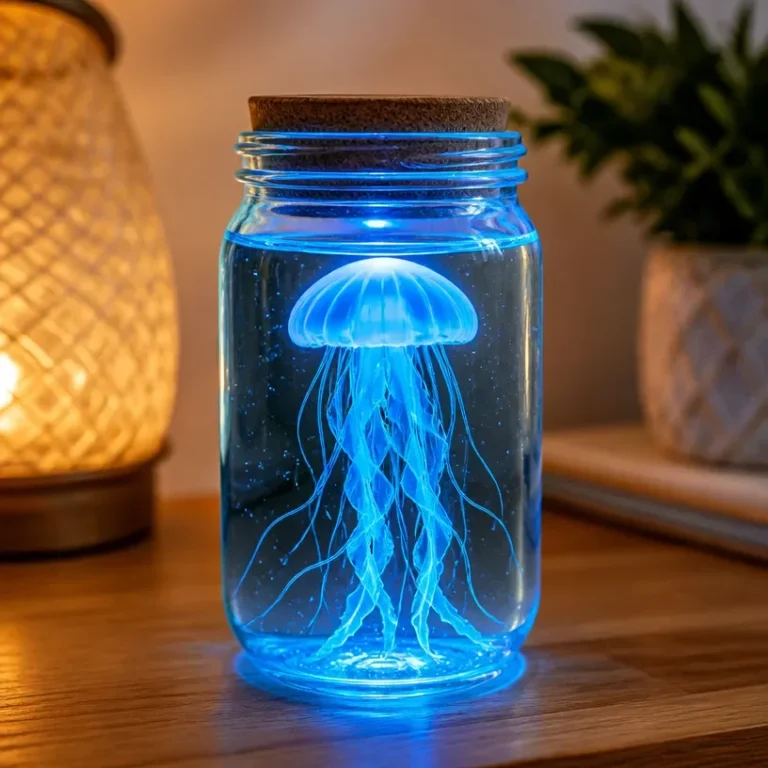 Glowing jellyfish jar decor illuminating home ambiance