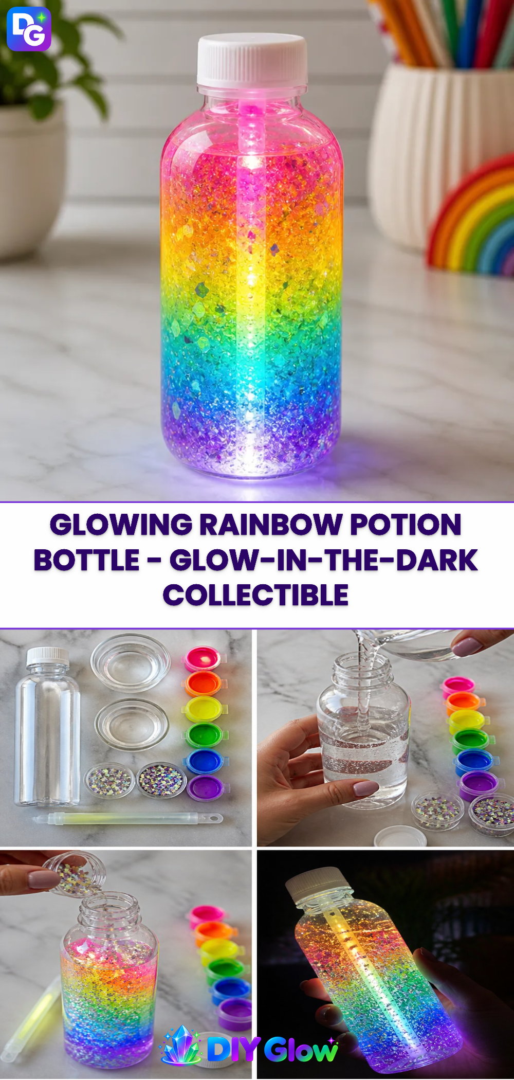 Glowing Rainbow Potion Bottle - Glow-in-the-Dark Collectible