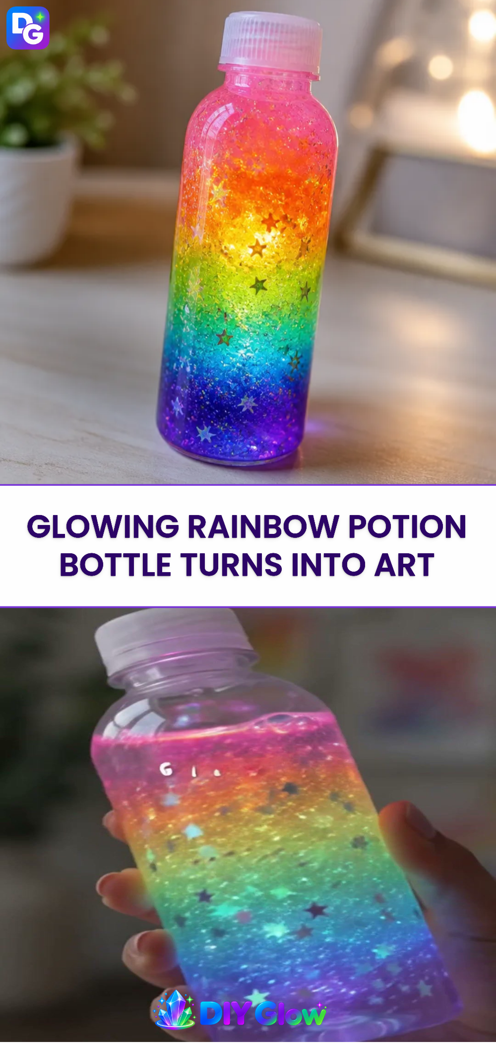 Glowing Rainbow Potion Bottle Turns Into Art