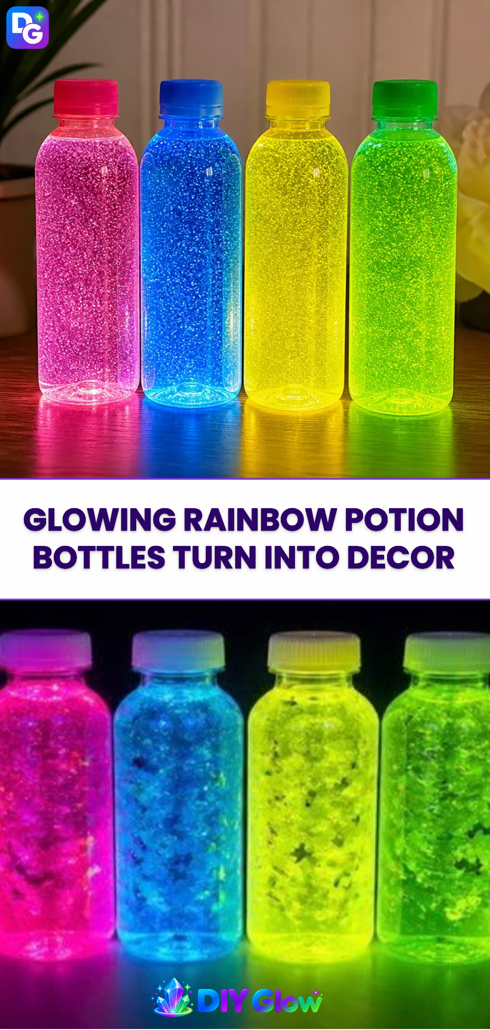 Glowing Rainbow Potion Bottles Turn Into Decor