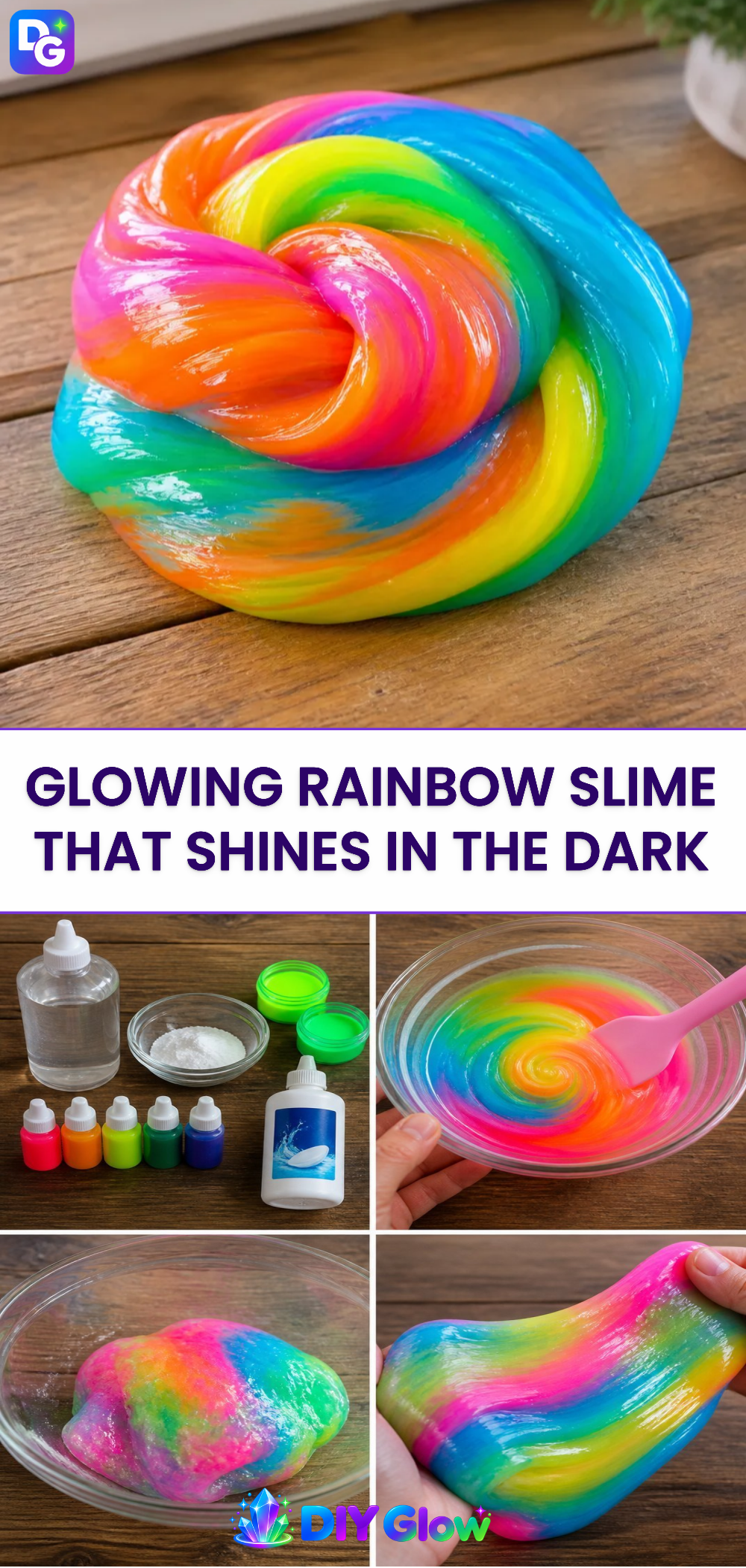 Glowing Rainbow Slime That Shines in the Dark