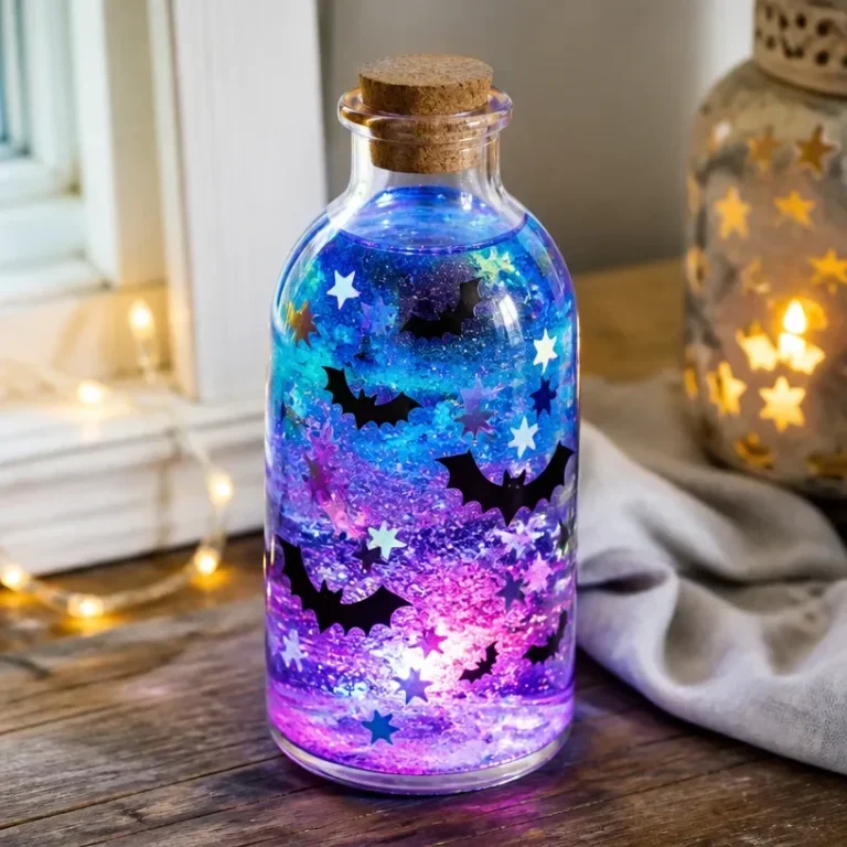Haunted Rainbow Galaxy Bottle - Unique colorful cosmic glassware for home decor