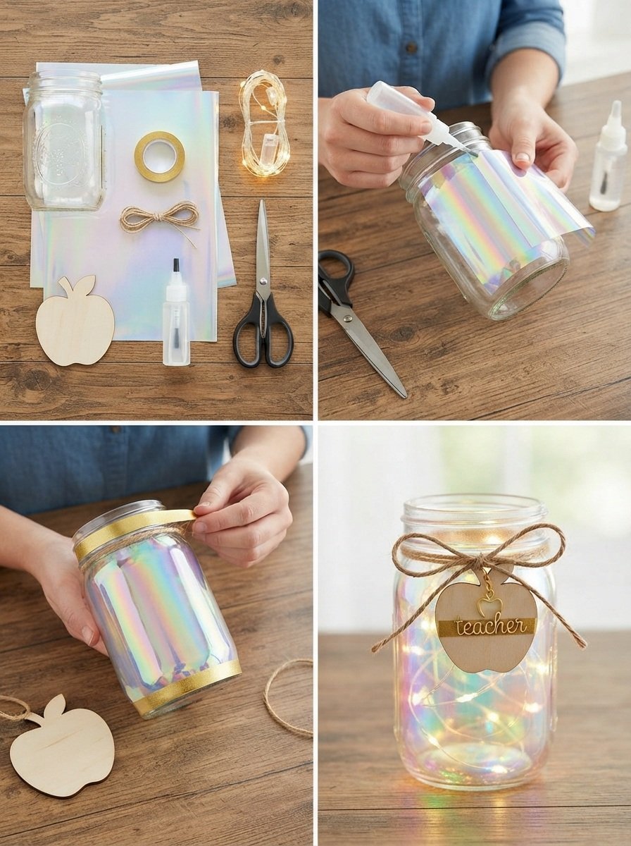 Holographic Rainbow Apple Teacher Lantern