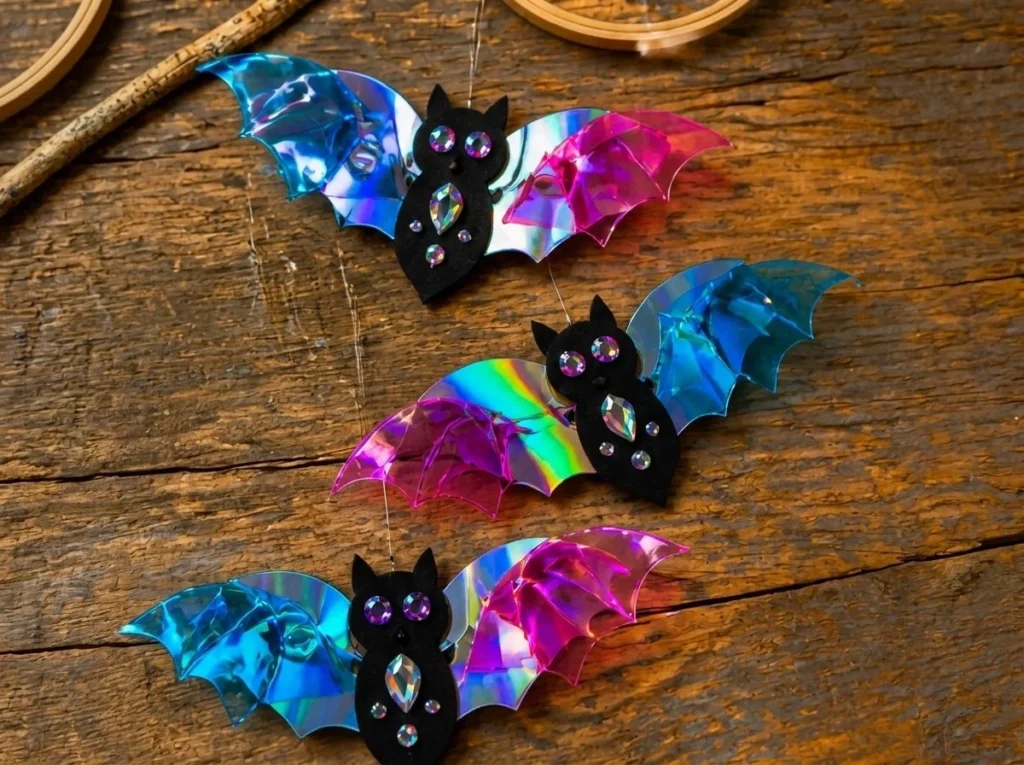 Holographic Rainbow Bat Prism Mobile