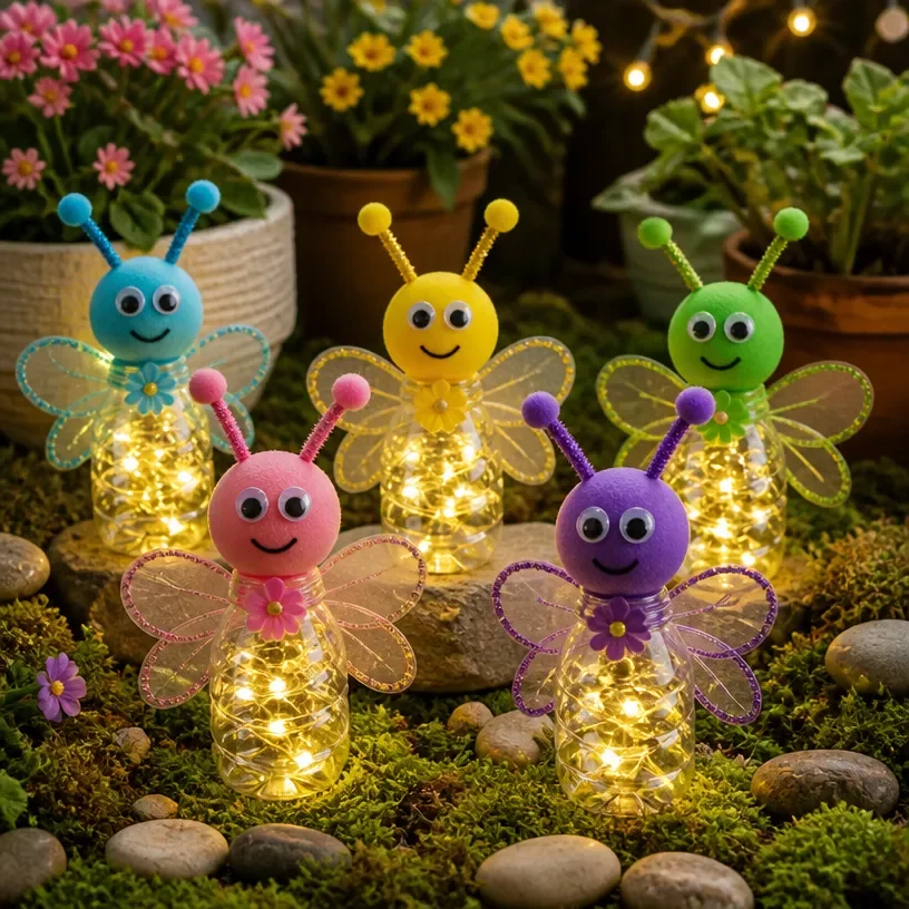 DIY glowing firefly bottle lights tutorial for enchanting home decor