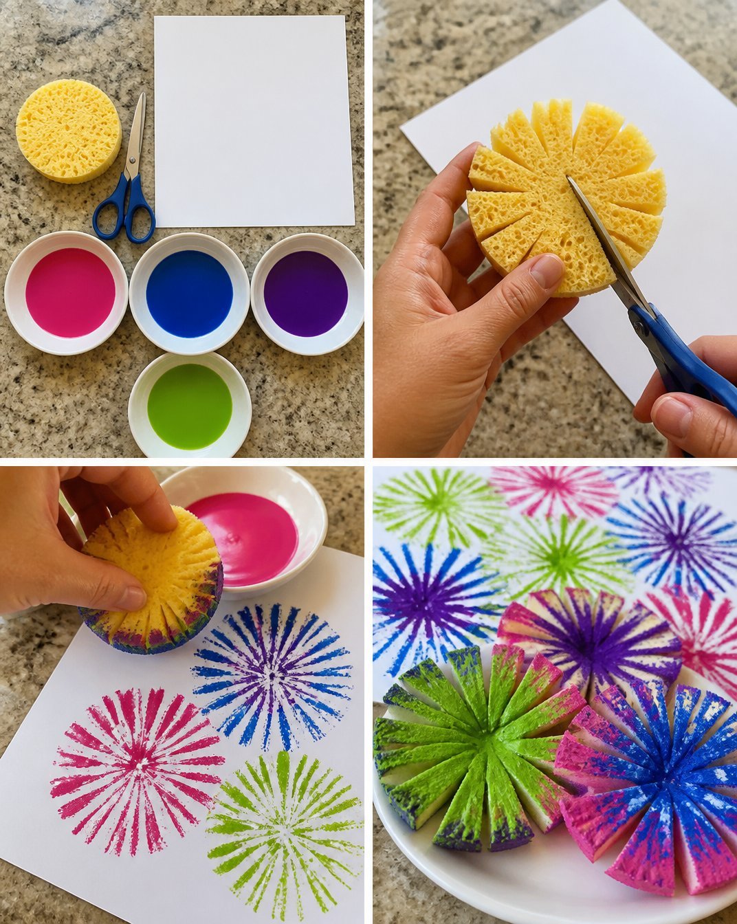 Kitchen Sponge Firework Prints