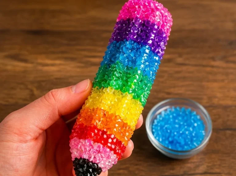 Colorful rainbow pencils used in a crystal experiment for creative learning