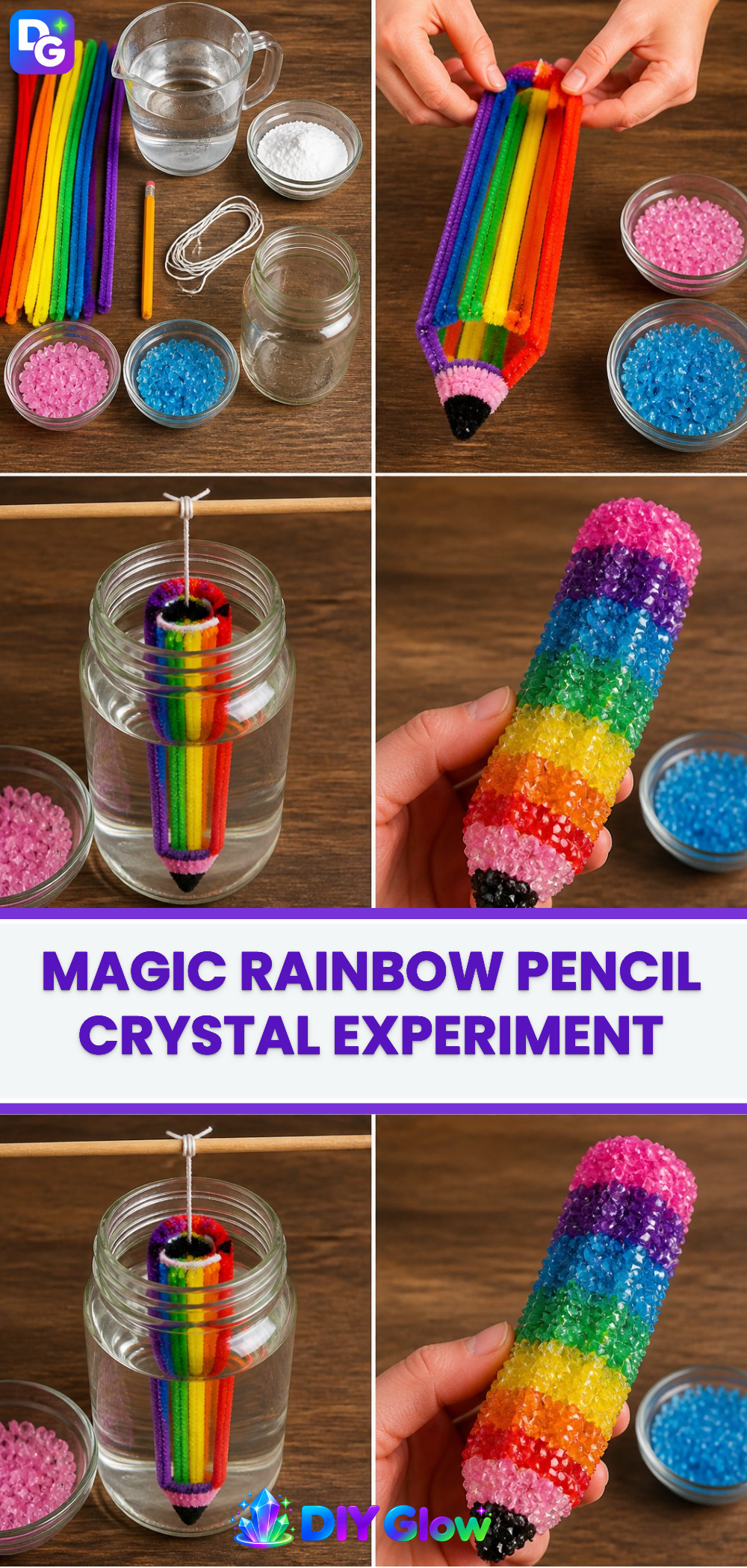 Magic Rainbow Pencil Crystal Experiment