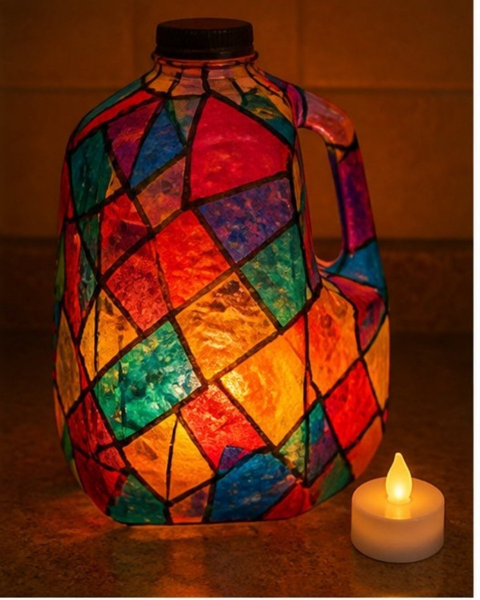 Milk Jug Stained-Glass Lanterns