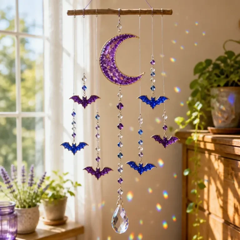 Moonlit Crystal with Bat Window Mobile preview showcasing elegant design