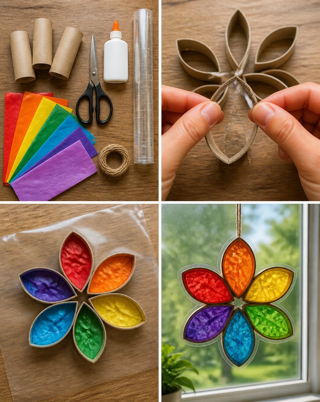 Paper Roll Rainbow Window Flower