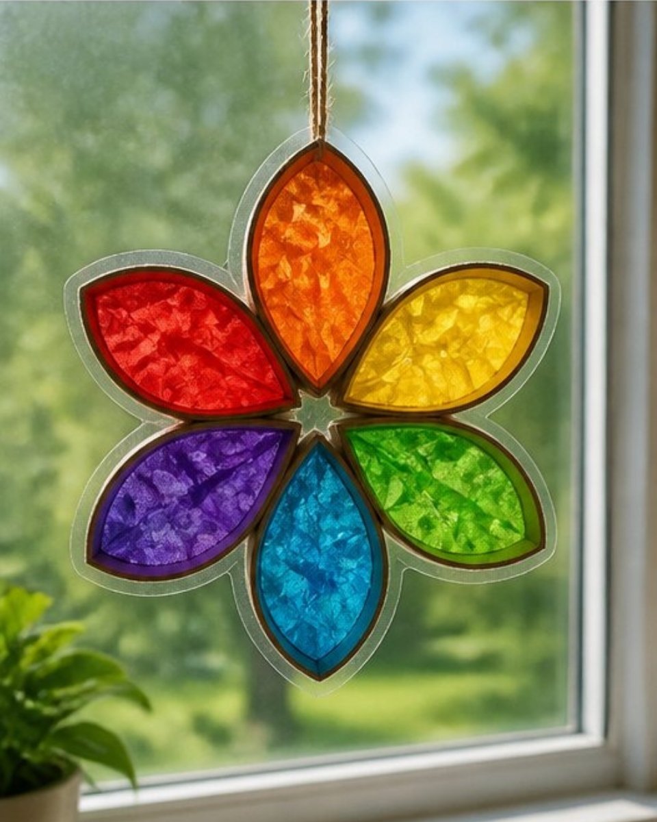Paper Roll Rainbow Window Flower