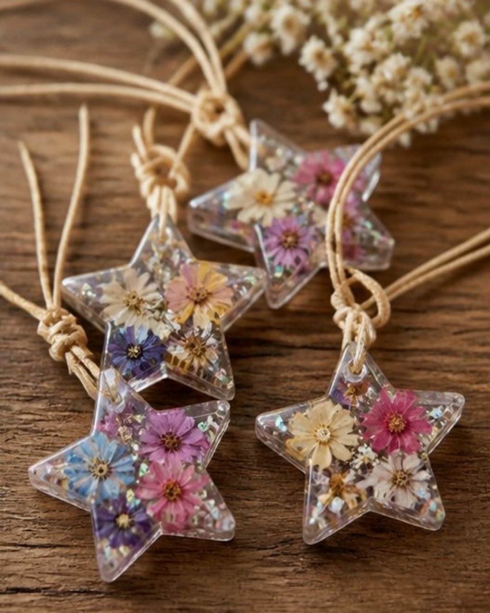 Pressed Flower Star Charms