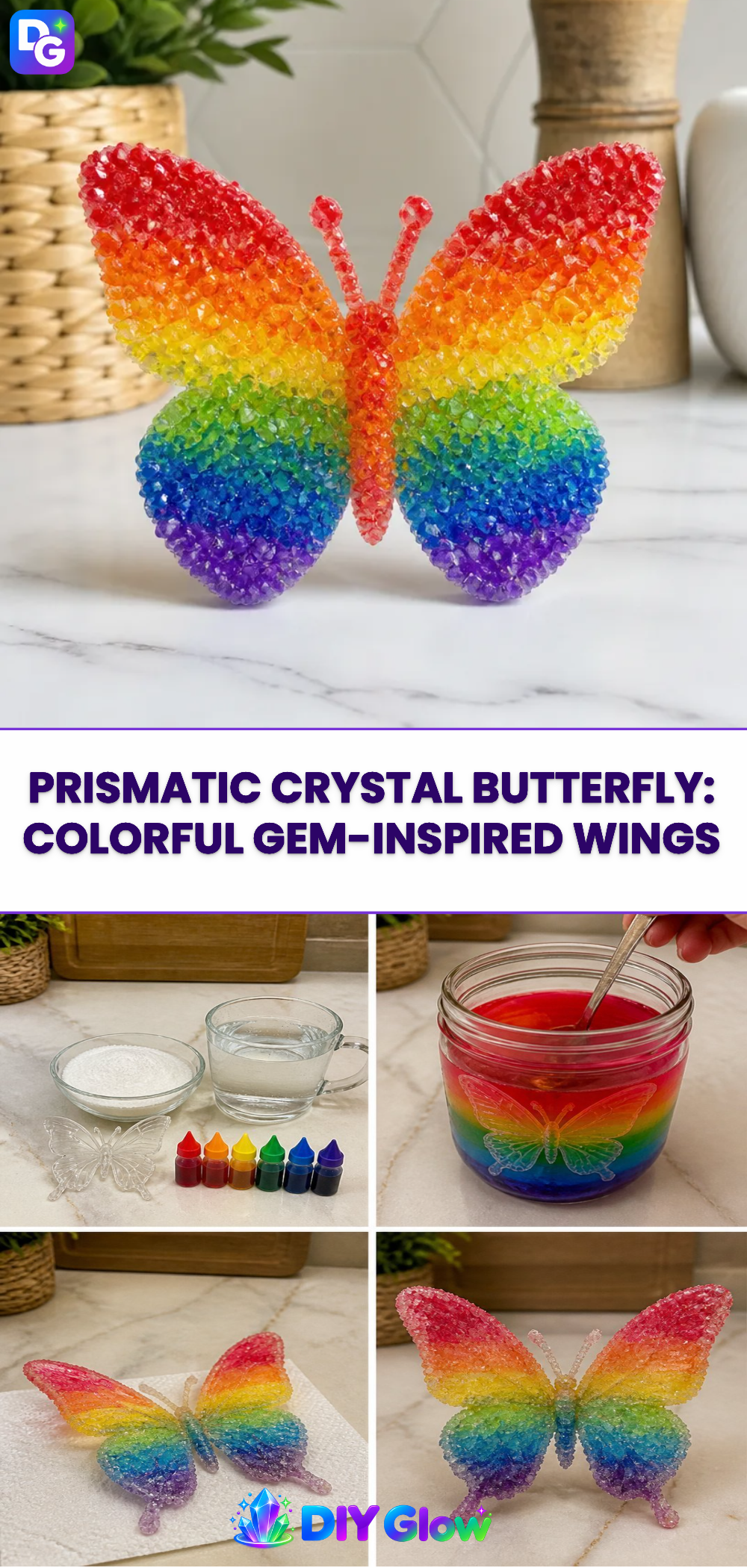 Prismatic Crystal Butterfly: Colorful Gem-Inspired Wings