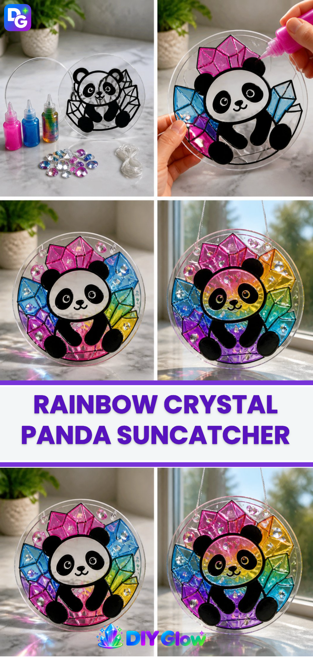 Rainbow Crystal Panda Suncatcher