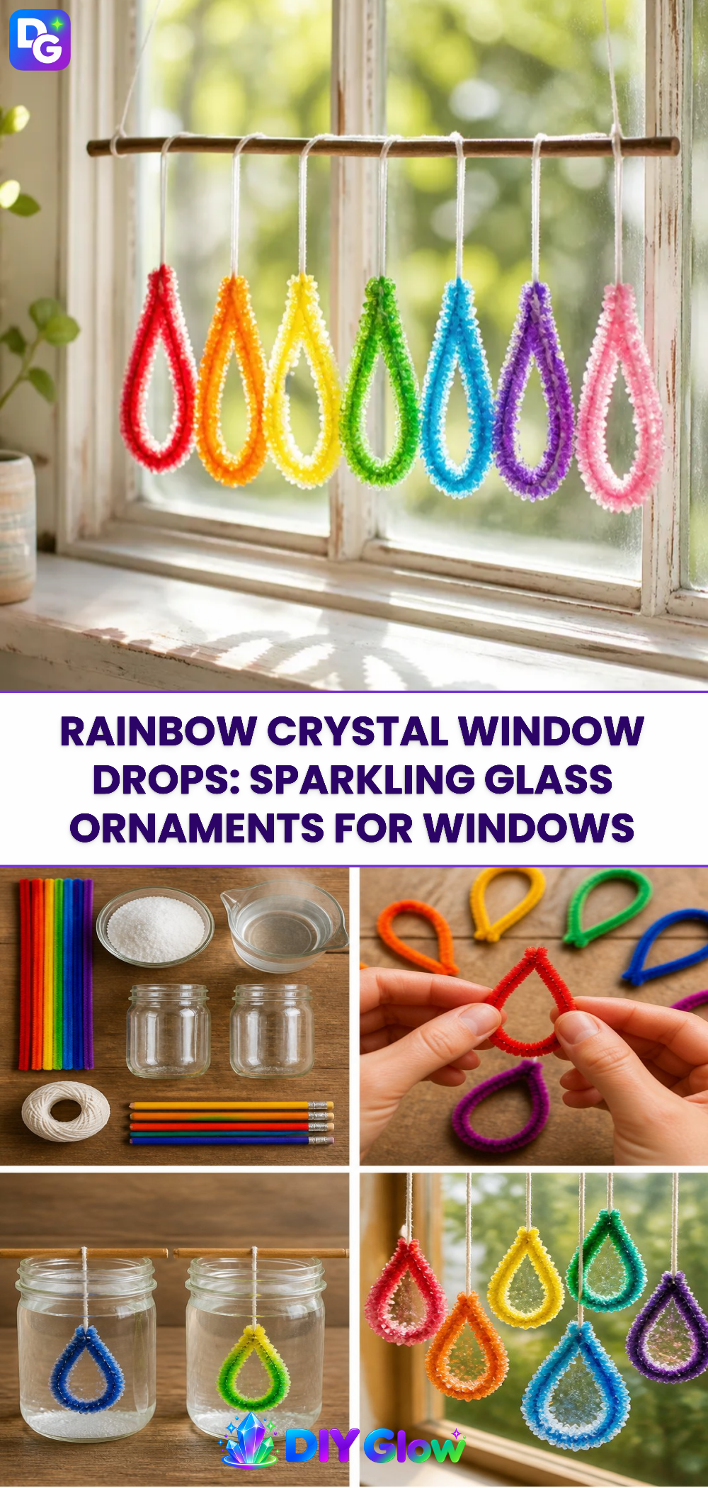 Rainbow Crystal Window Drops: Sparkling Glass Ornaments for Windows