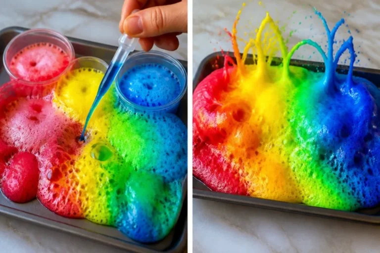 Colorful Rainbow Fizz Fireworks lighting up the night sky at a celebration