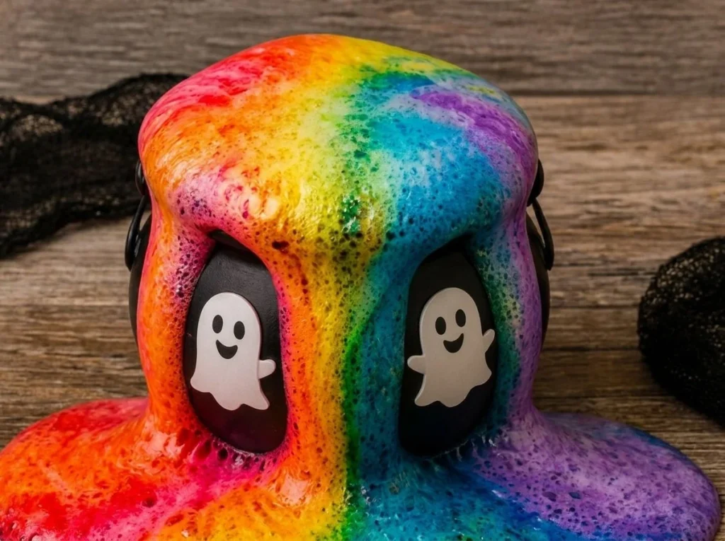 Rainbow Ghost Fizzing Cauldron Experiment showcasing vibrant fizzing reactions.