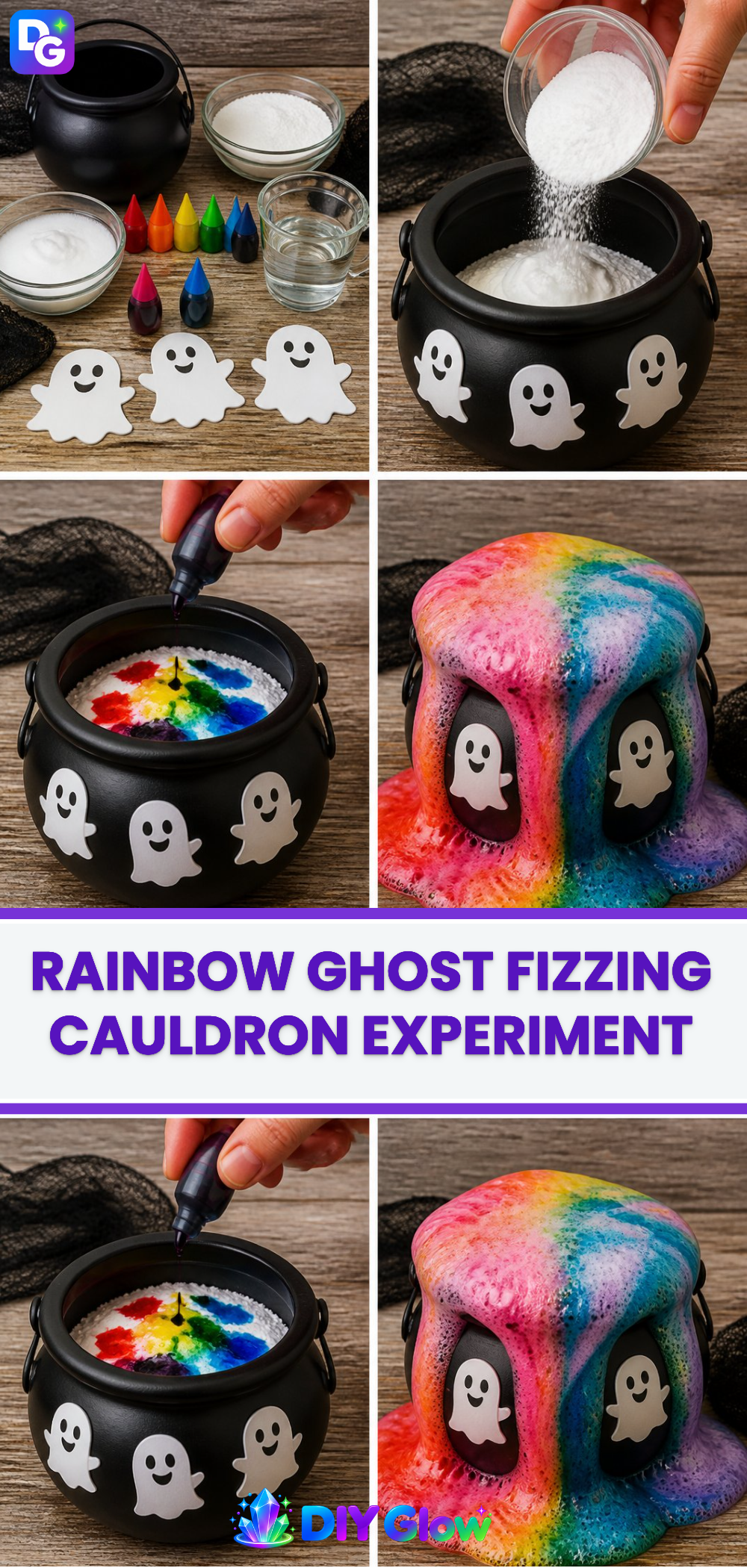 Rainbow Ghost Fizzing Cauldron Experiment