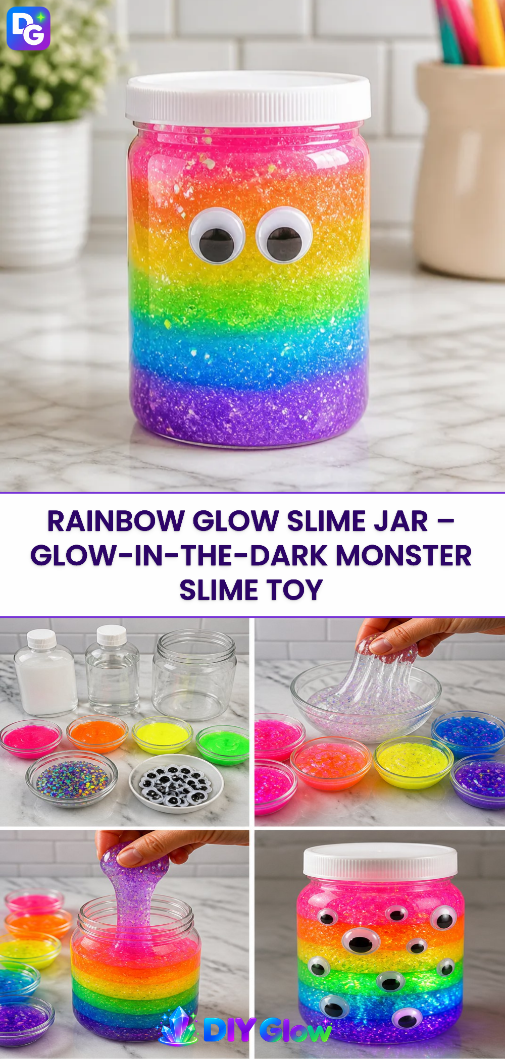 Rainbow Glow Slime Jar – Glow-in-the-Dark Monster Slime Toy