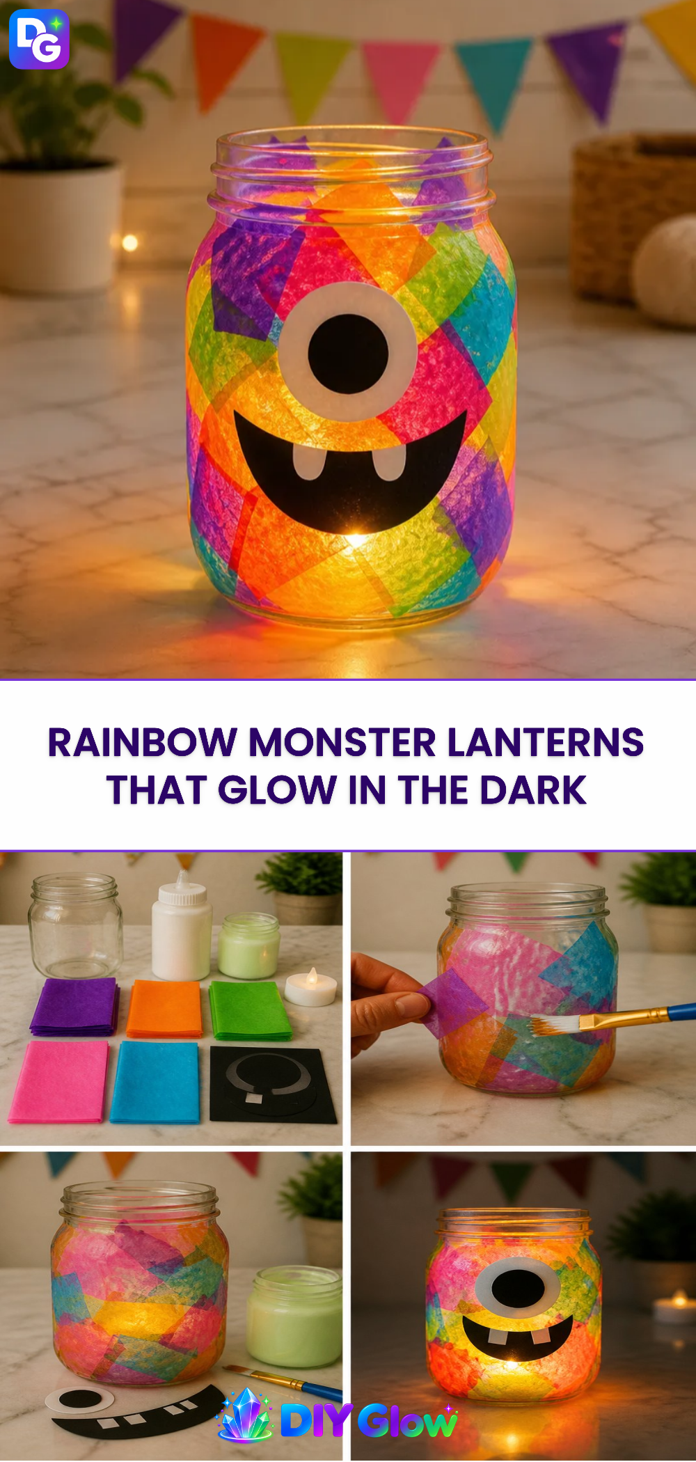 Rainbow Monster Lanterns That Glow in the Dark