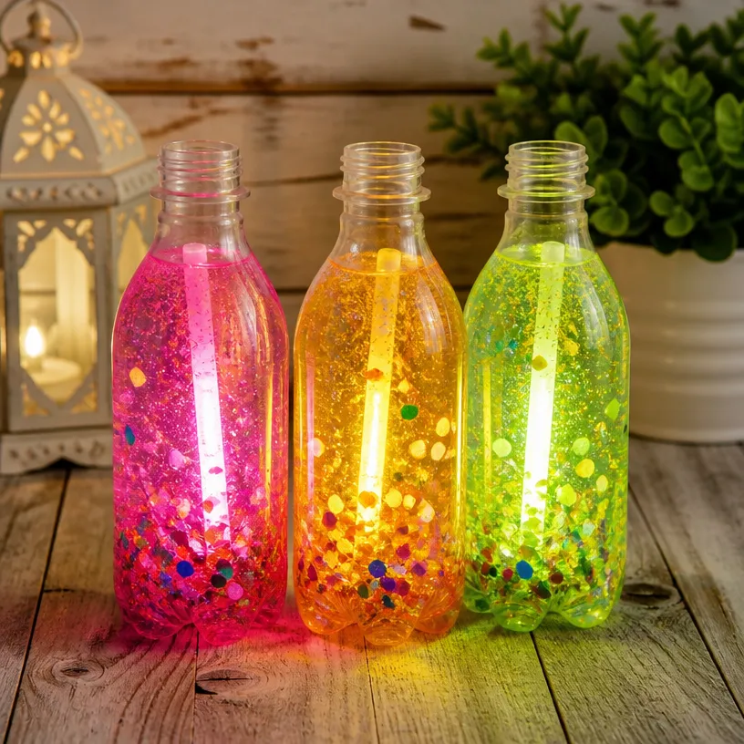 Rainbow Potion Bottles That Glow in the Dark for DIY Decor