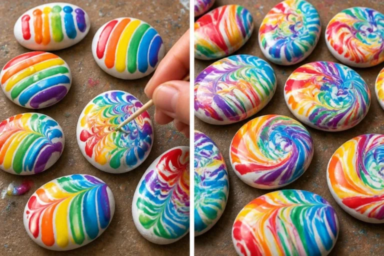 Close-up of colorful Rainbow Swirl Stones showcasing their vibrant patterns.