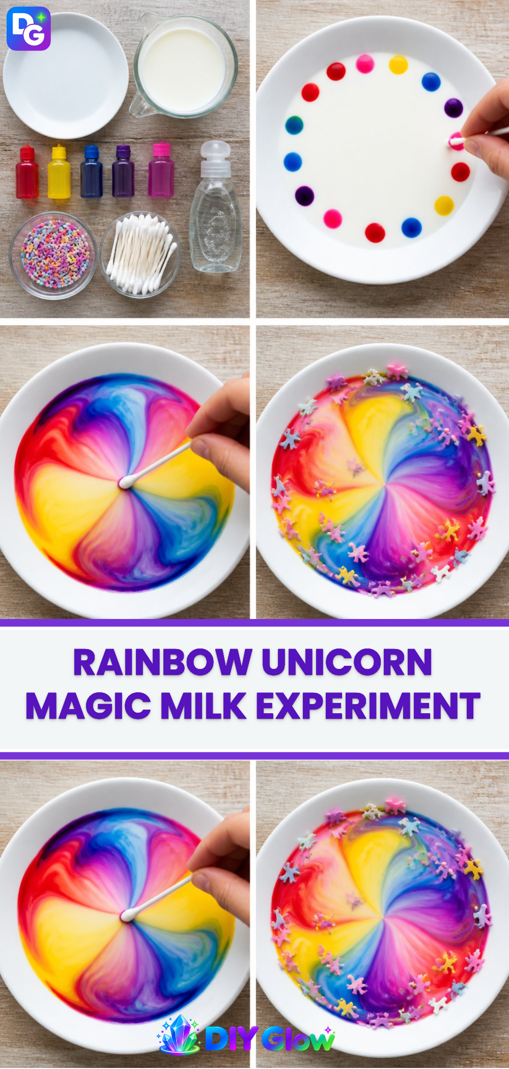 Rainbow Unicorn Magic Milk Experiment