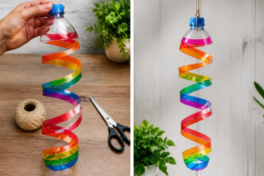 Recycled Rainbow Spiral Bottle - colorful and eco-friendly design