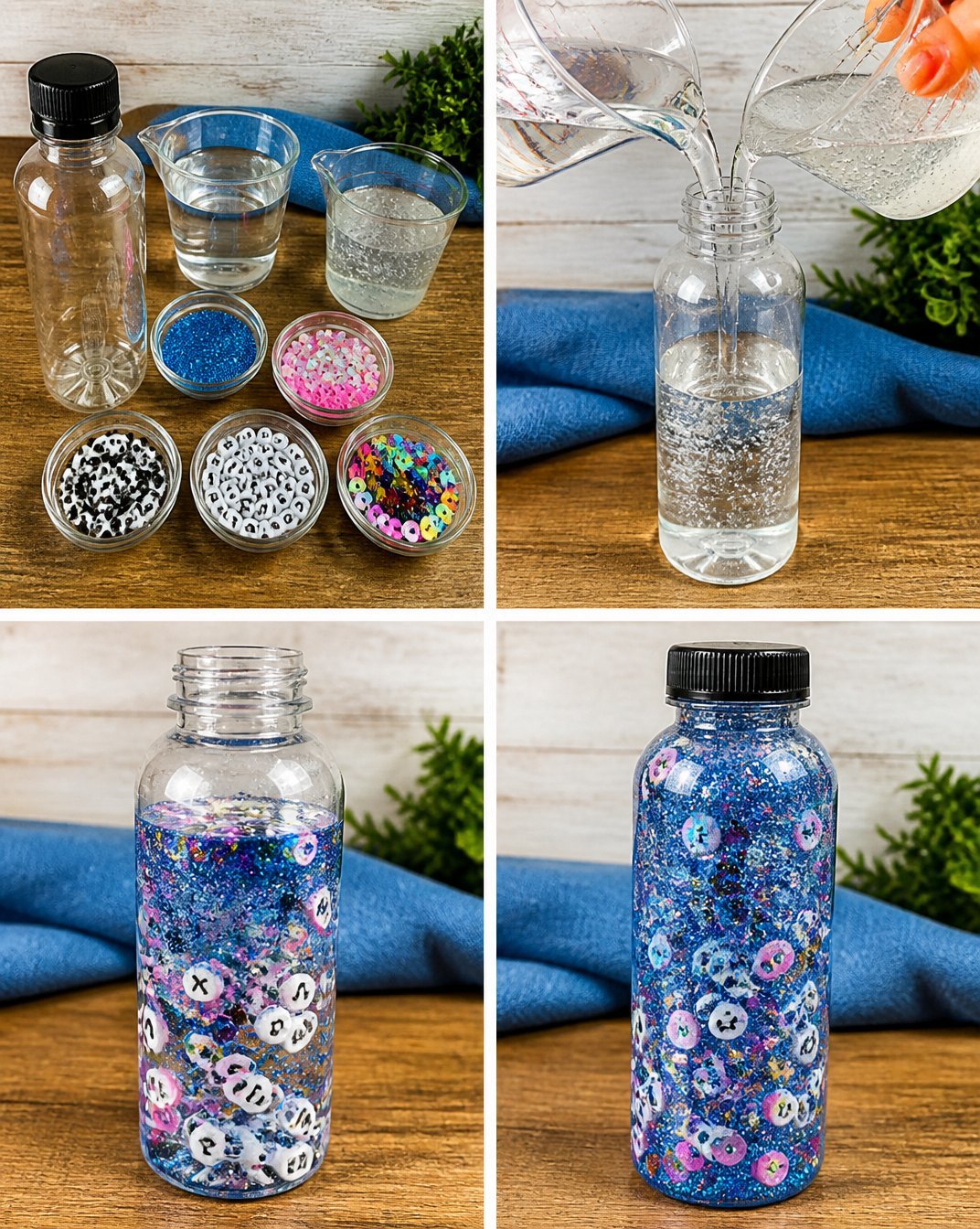 Clear Blue Panda School Sensory Bottle