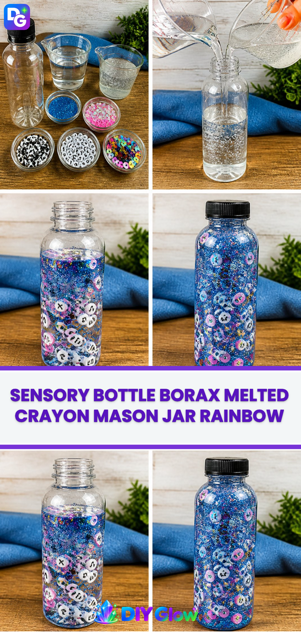 Sensory Bottle Borax Melted Crayon Mason Jar Rainbow