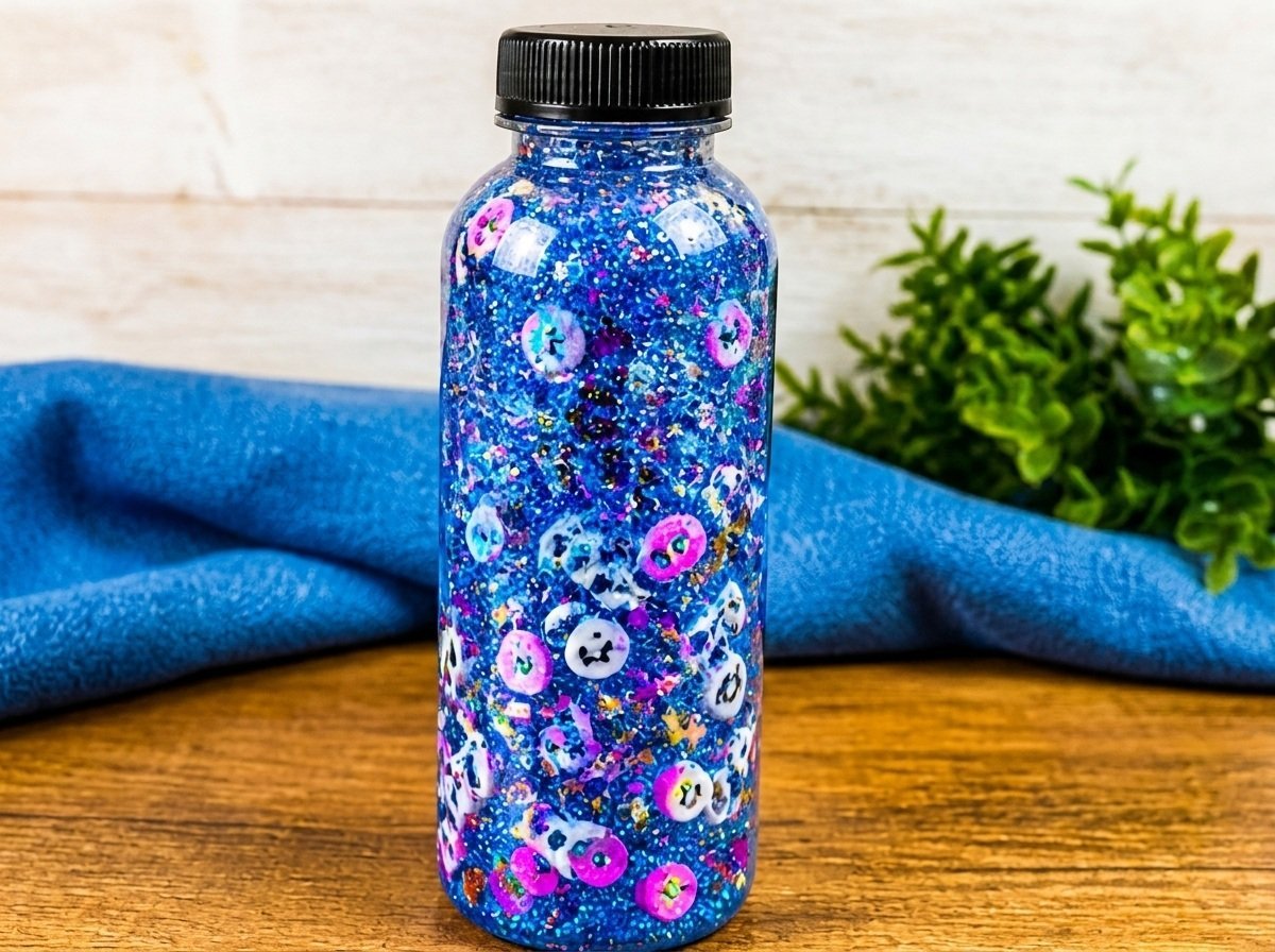 Clear Blue Panda School Sensory Bottle