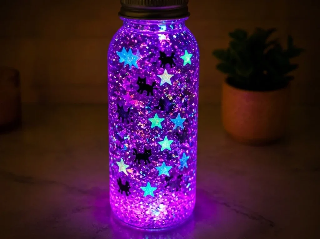 Spooky-cute kitten glow discovery bottle with enchanting glimmering effects.