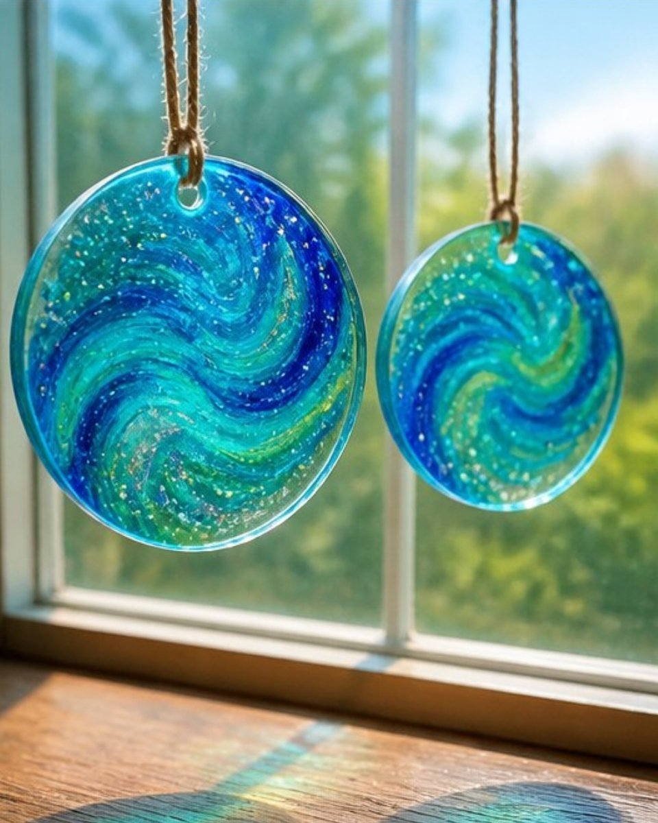 Ocean Swirl Glue Suncatchers