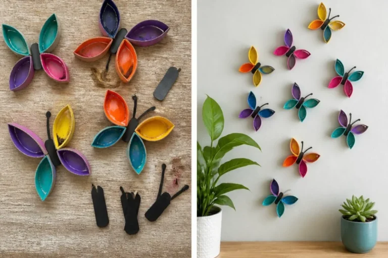 DIY toilet paper roll butterfly wall decor for charming home accents.