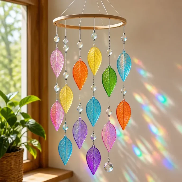 Crystal Rainbow Leaf mobile for beautiful hanging decor