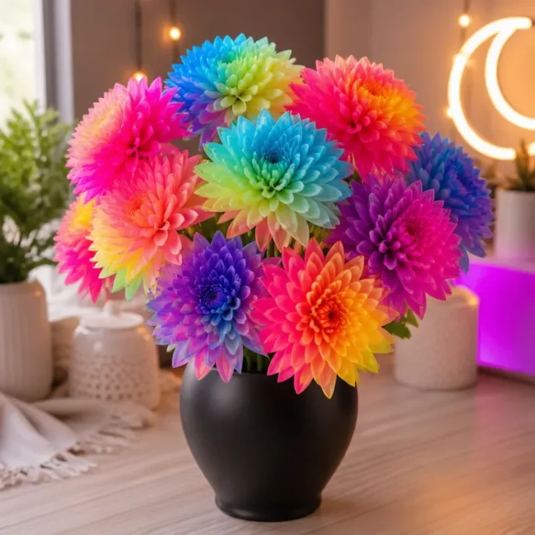 Vibrant DIY neon glow dahlia flowers arranged beautifully