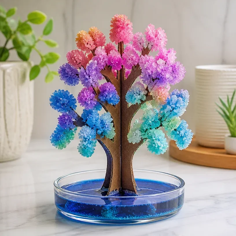 Iridescent rainbow crystal bloom tree for vibrant garden decor