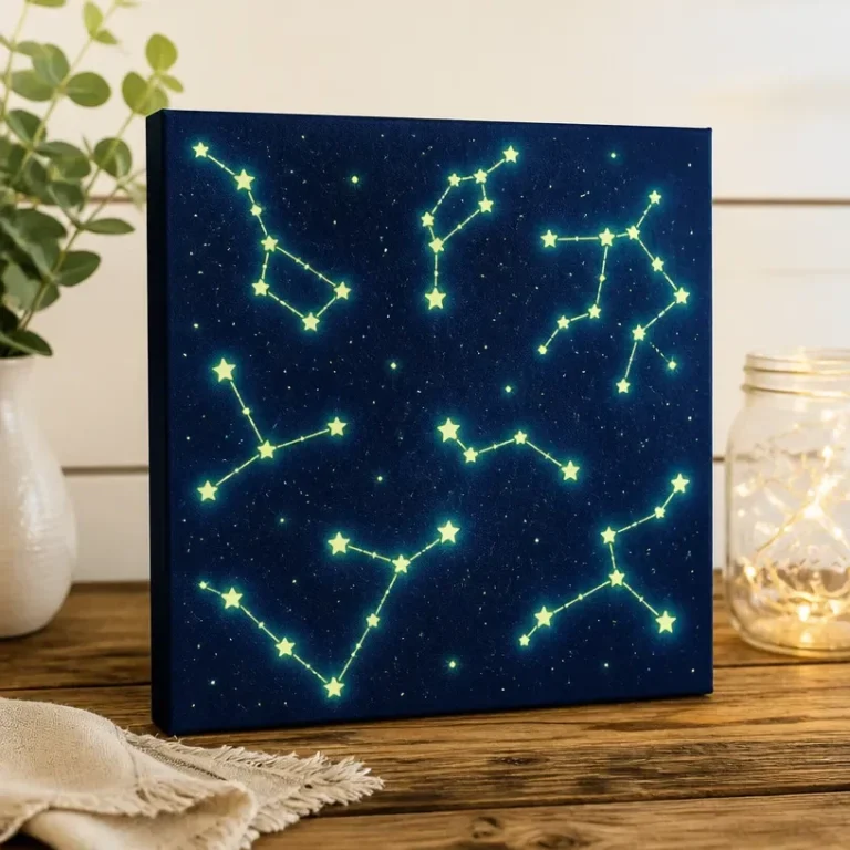 Night Sky Constellation Canvas artwork with glow-in-the-dark paint design