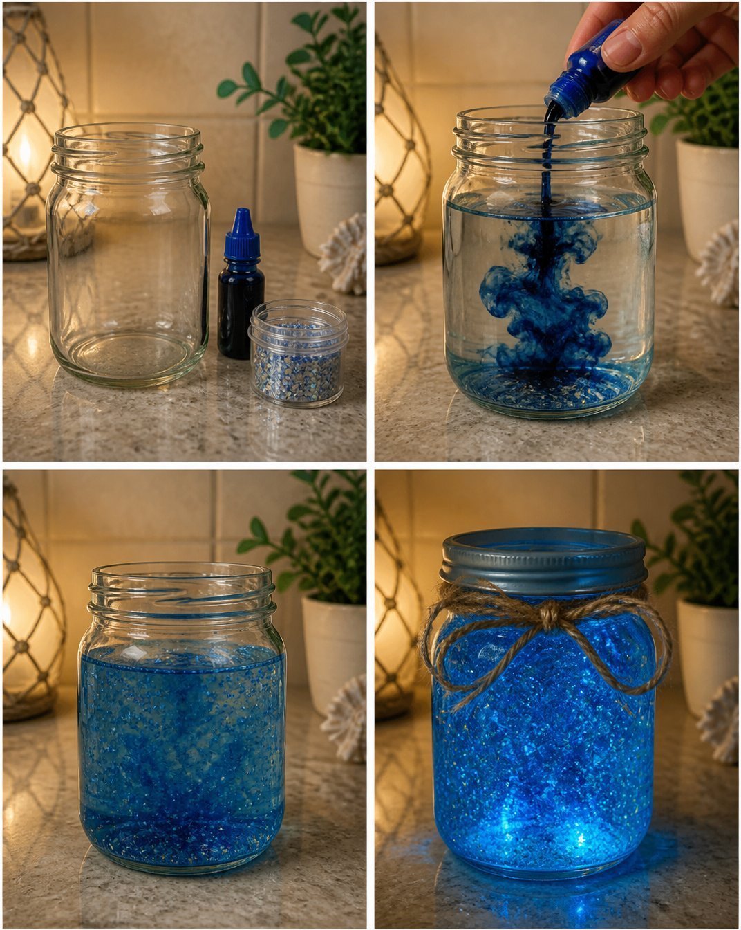 Ocean Glow Jar Light - LED Seaside Decor