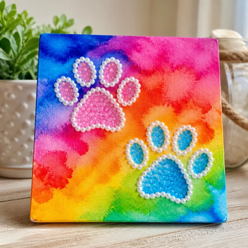 Rainbow Puppy Paw Raised-Salt Painting Tutorial
