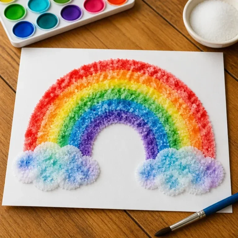 Colorful Rainbow Salt Painting showcasing vibrant layers of salt art