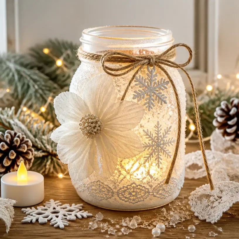 Elegant snowy wedding lanterns for winter decor inspiration