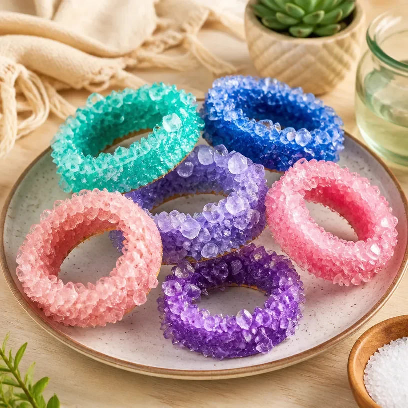 Beautiful collection of natural salt crystals showcasing vibrant formations.